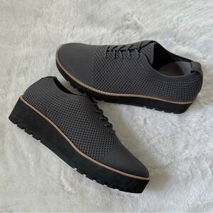 EILEEN FISHER 10 Eddy Knit Platform Oxford Loafers in Graphite Grey • Eddy 2